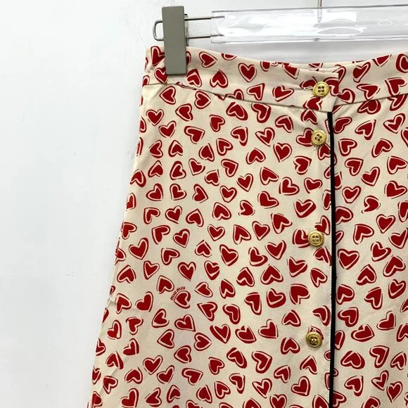CW0805 MiuMiu color matching heart full print single breasted casual skirt 95% n